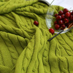 100% Cotton Cable Knit Throw Blanket – Soft & Breathable Boho Home Decor