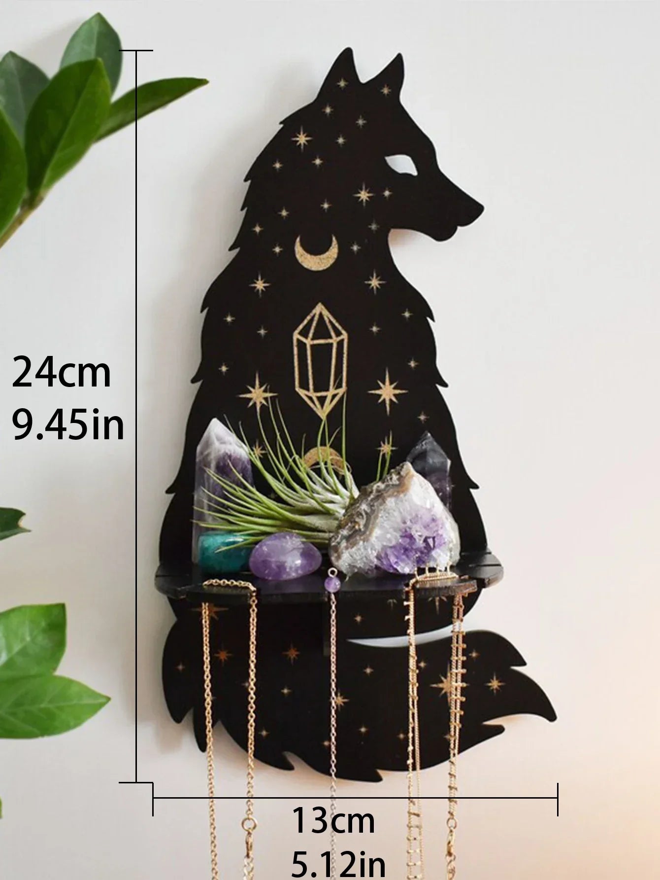 Animal Shaped Moon Phase Crystal Wall Shelf