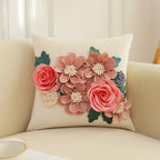 French Style Embroidered Patchwork Pillow Cover – Floral Cushion for Sofa, Bed & Living Room Decor