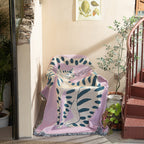 Textile City Ins Pink Girl Cat Throw Blanket – Woven Cotton Tapestry Sofa Cover & Picnic Mat