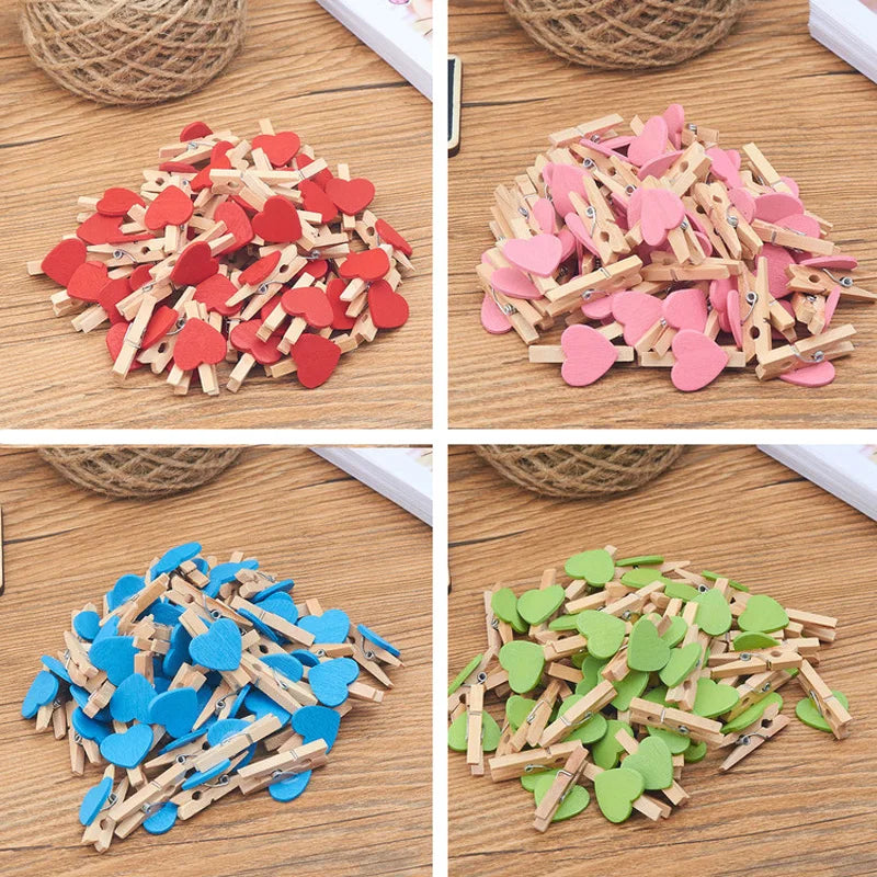 Wooden Heart Photo Clips