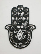 Wooden Gothic Hamsa Hand Wall Hanging – Evil Eye Ornament for Boho Home Decor, Dorm, or Table Display