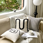 Black Rose Embroidered Cushion Cover – Nordic Chenille Pillowcase for Elegant Living Room Decor