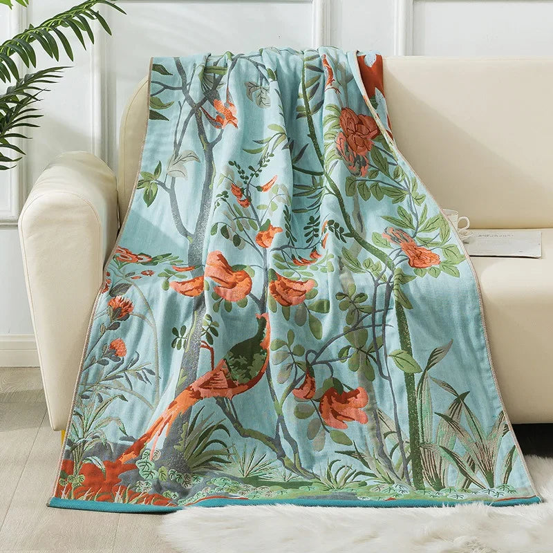 Cotton Gauze Floral Bath Towel