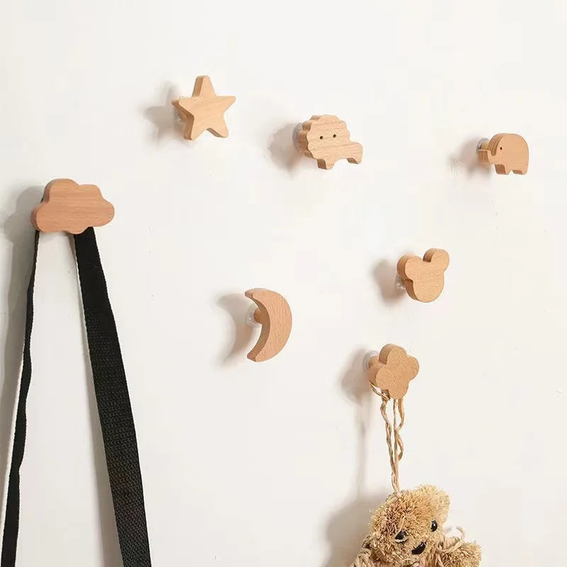 Cute Wooden Animal Wall Hook – Beech Wood Decorative Hanger for Kids Rooms, Entryways, Kitchens & More (1pc)