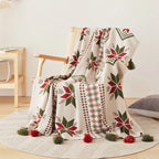 Bohemian Snowflake Fringed 100% Cotton Knit Throw Blanket