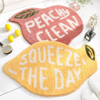 Peach & Lemon Shaped Microfiber Bath Mats – Soft, Absorbent & Non-Slip Bathroom Rugs
