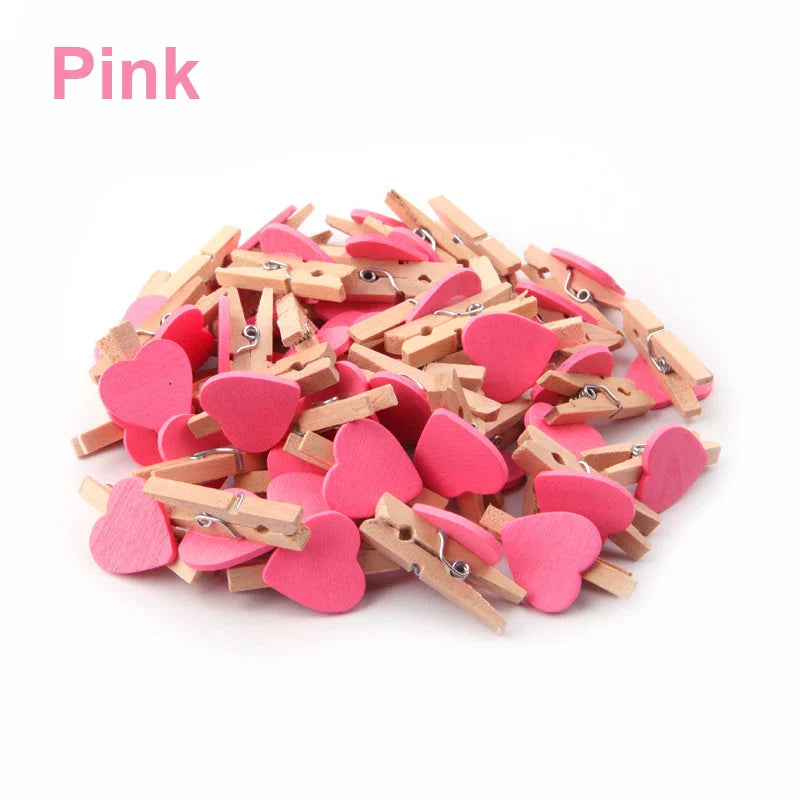 Wooden Heart Photo Clips