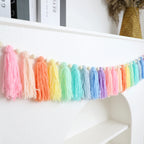 Boho Rainbow Tassel Garland with Wooden Beads