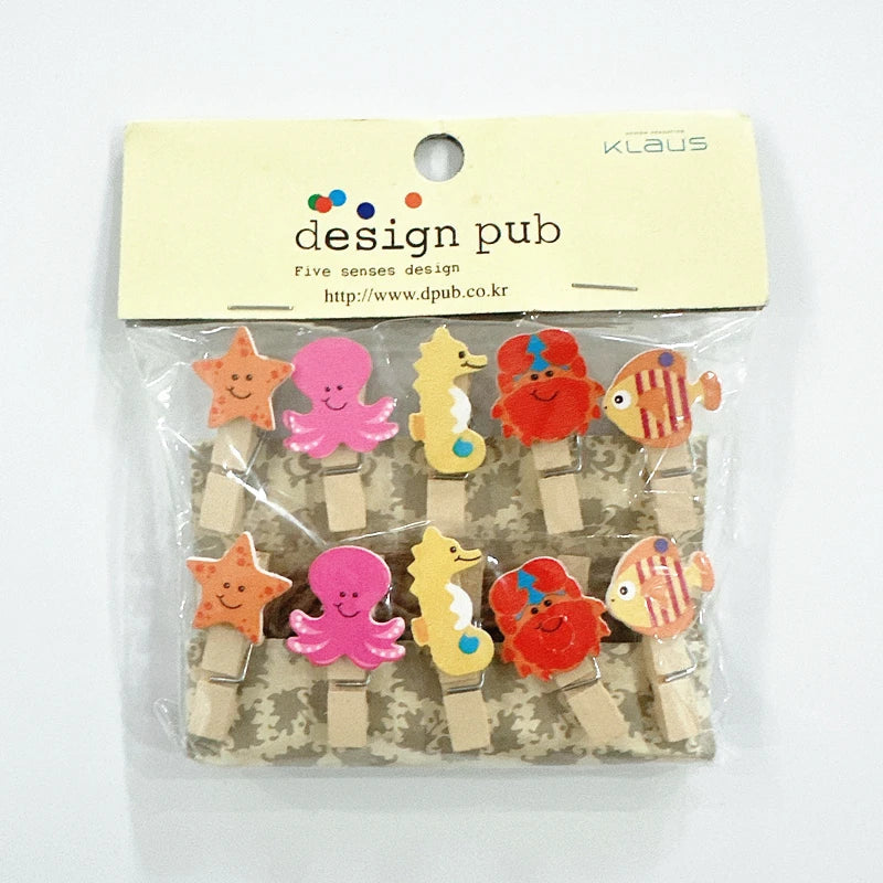 Whimsical Wooden Photo Clips (Set of 10)