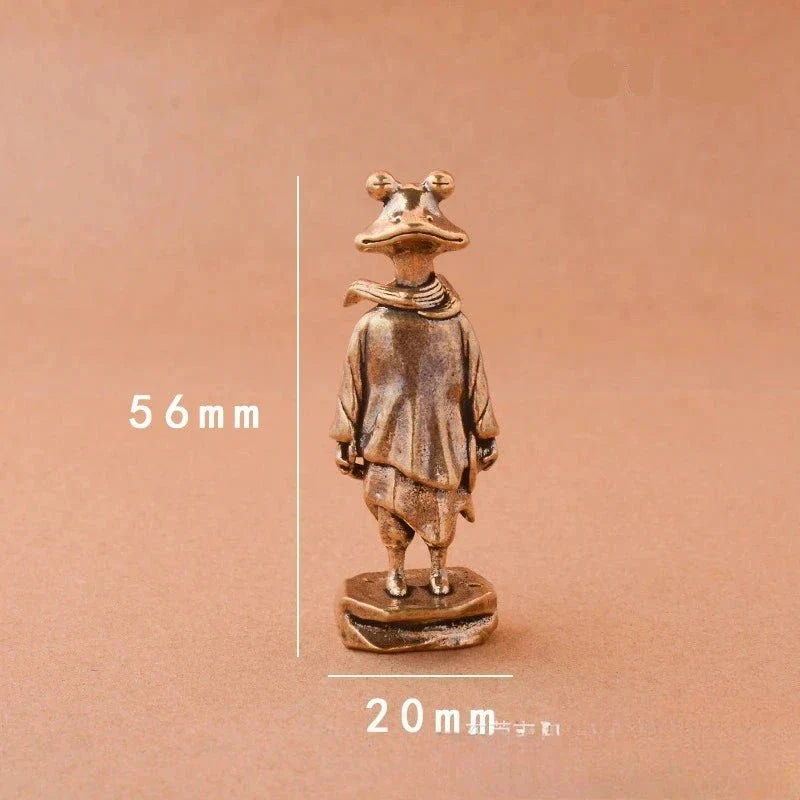 Mini Brass Sleeping Frog Figurine