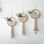 Boho Macrame Wall Hanging with Flower Pot Pocket – Handmade Nordic Round Wall Tapestry | Dorm Room & Home Decor