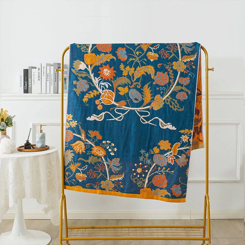 Cotton Gauze Floral Bath Towel