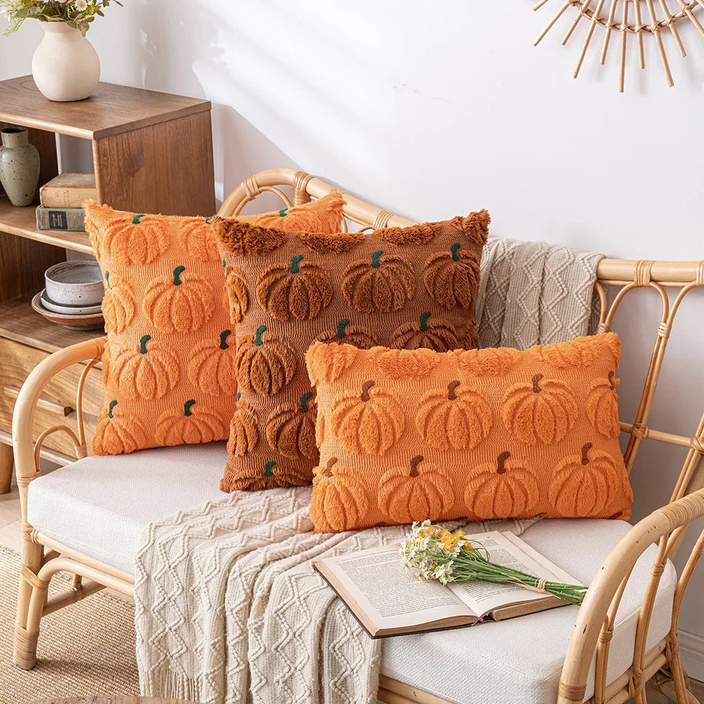 Plush Pumpkin Pillow Cover – Cozy Autumn Accent