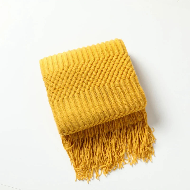 Soft Knit Fringe Throw Blanket