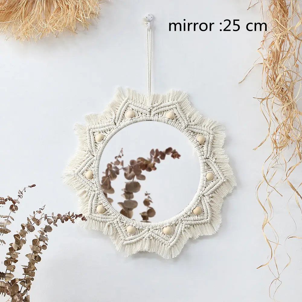 Circular Boho Macrame Wall Mirror