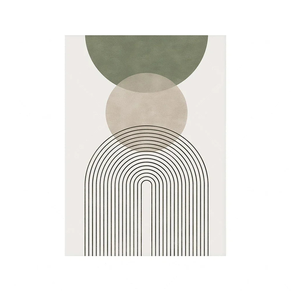 Nordic Sage Green Botanical Poster Print Picture Abstract Boho Geometric Wall Art Canvas Painting for Living Room Home Decor 1Pc or 3Pcs