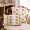 Tufted Bohemian Throw Pillow Cover – Geometric Embroidered Cushion with Tassels