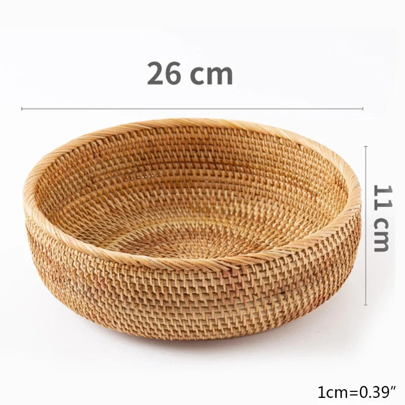 Handwoven Rectangular Rattan Basket – Boho Wicker Storage Bin for Fruit, Snacks, Tea, Bread, or Home Organization