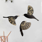 3-Piece Wooden Bird Wall Decor Set – Patterned Boho Home Decor for Indoors & Outdoors