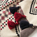 Bohemian Snowflake Fringed 100% Cotton Knit Throw Blanket