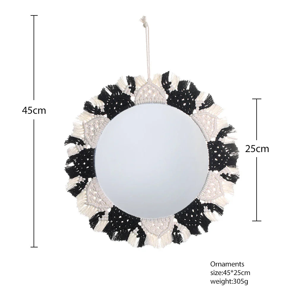 Circular Boho Macrame Wall Mirror
