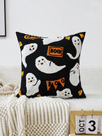 Halloween Ghost Embroidered Pillow Cover – Spooky Chic Accent for Sofa, Chair, or Bed