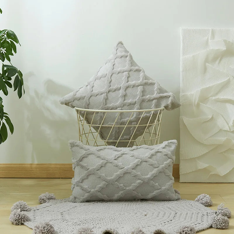 Plush Wool-Inspired Throw Pillow Cover – Soft Textured Accent for Cozy Boho Spaces