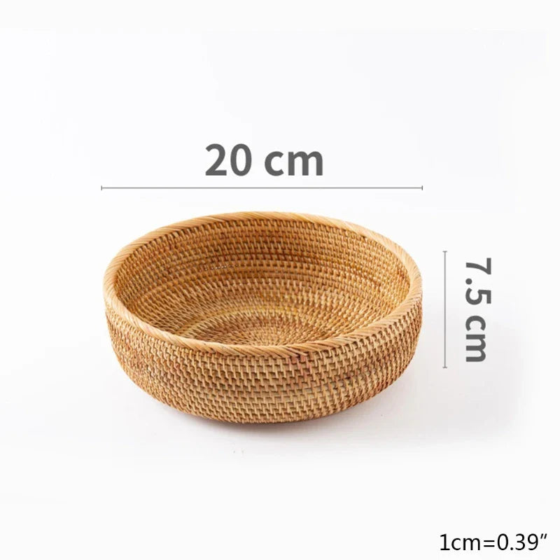Handwoven Rectangular Rattan Basket – Boho Wicker Storage Bin for Fruit, Snacks, Tea, Bread, or Home Organization