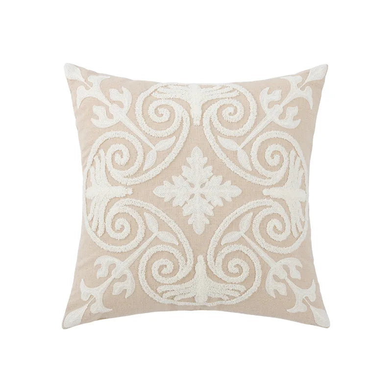 🌼 Cozy Embroidered Throw Pillow Cover – Nordic-Inspired Boho Home Decor Accent