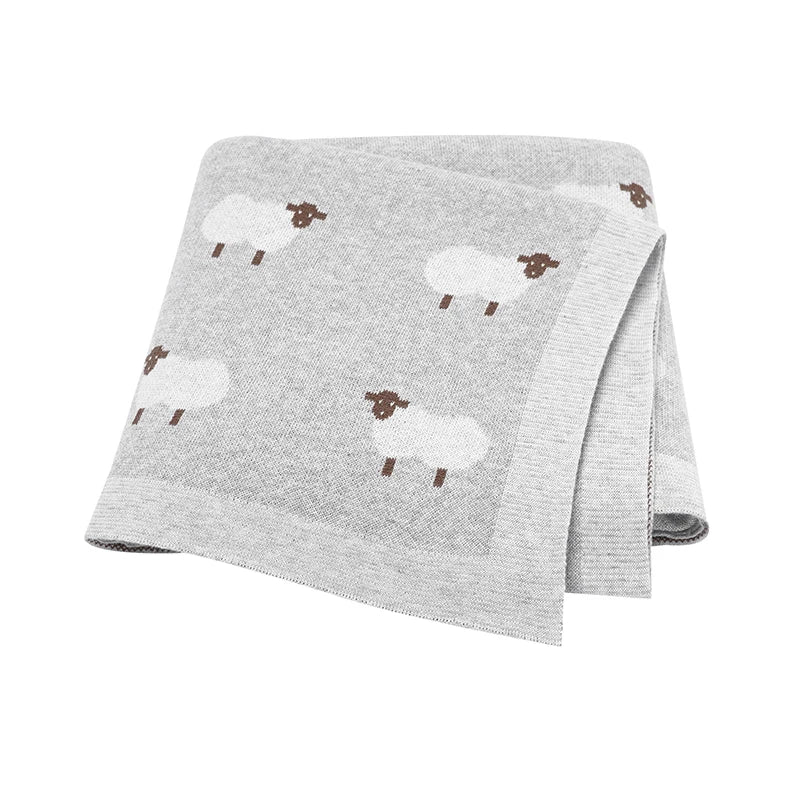 🐑 Cozy Cotton Baby Blanket – Soft & Breathable Knit for Newborns & Toddlers