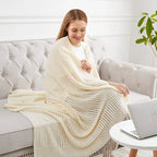 Soft Knit Boho Throw Blanket – Lightweight Acrylic Travel & Home Decor Accent with Fringe