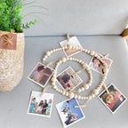 Boho Wall Hanging Photo Display with Wooden Beads & Clips