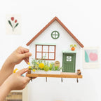 🏡 Fairytale Town Wall Hook Rack – Boho Wooden Key Holder & Decorative Village Scene Organizer
