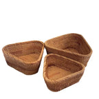 Handwoven Rectangular Rattan Basket – Boho Wicker Storage Bin for Fruit, Snacks, Tea, Bread, or Home Organization