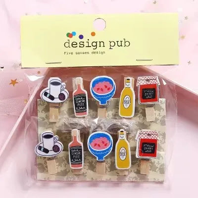 Whimsical Wooden Photo Clips (Set of 10)