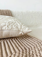 Boho Embroidered Leaf Throw Pillow Cover – Decorative Cushion Case for Sofa | Boho Home Decor