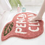 Peach & Lemon Shaped Microfiber Bath Mats – Soft, Absorbent & Non-Slip Bathroom Rugs
