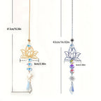 Metal Lotus & Crystal Boho Suncatcher – Handmade Sunlight Charm for Home & Garden