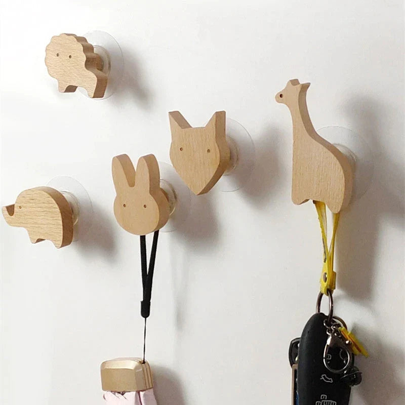 Cute Wooden Animal Wall Hook – Beech Wood Decorative Hanger for Kids Rooms, Entryways, Kitchens & More (1pc)