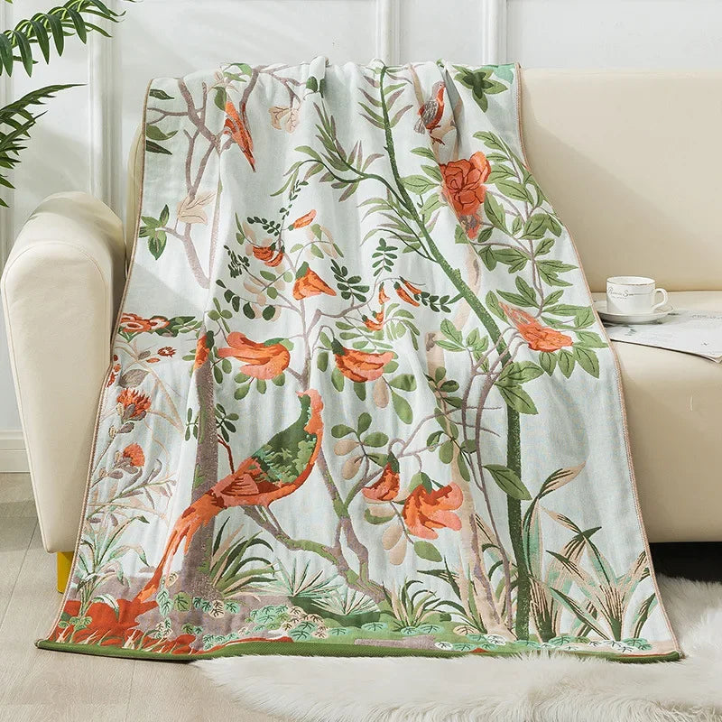 Cotton Gauze Floral Bath Towel