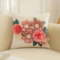 French Style Embroidered Patchwork Pillow Cover – Floral Cushion for Sofa, Bed & Living Room Decor