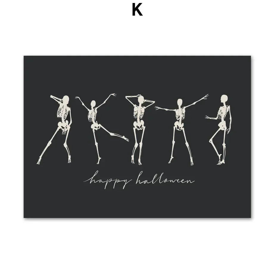 Fall Halloween Skull & Plant Canvas Wall Art Prints