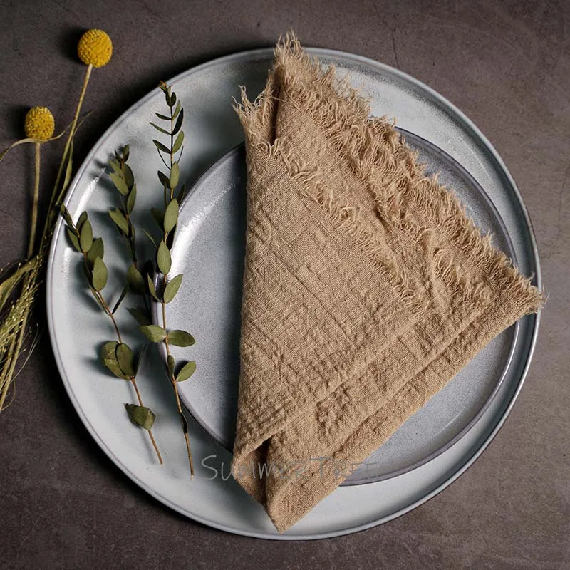 Rustic Cotton Gauze Reusable Napkin – Boho Kitchen & Table Decor - Rust