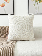White French Floral Embroidered Pillow Cover – Elegant Boho Home Decor Accent