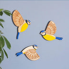 3-Piece Wooden Bird Wall Decor Set – Patterned Boho Home Decor for Indoors & Outdoors