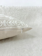 White French Floral Embroidered Pillow Cover – Elegant Boho Home Decor Accent