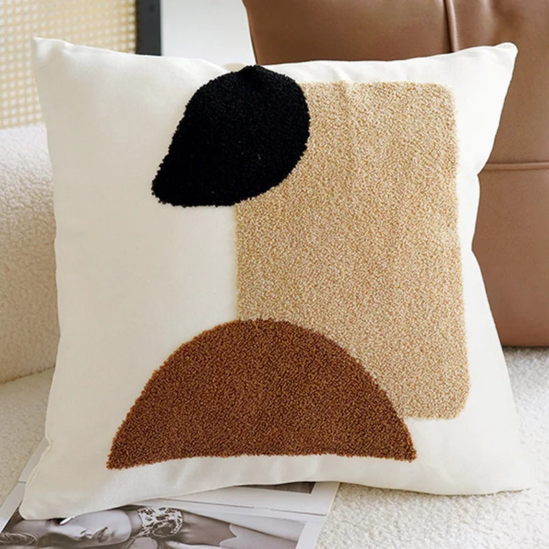 Vintage Nordic Throw Pillow Cover – Abstract Face