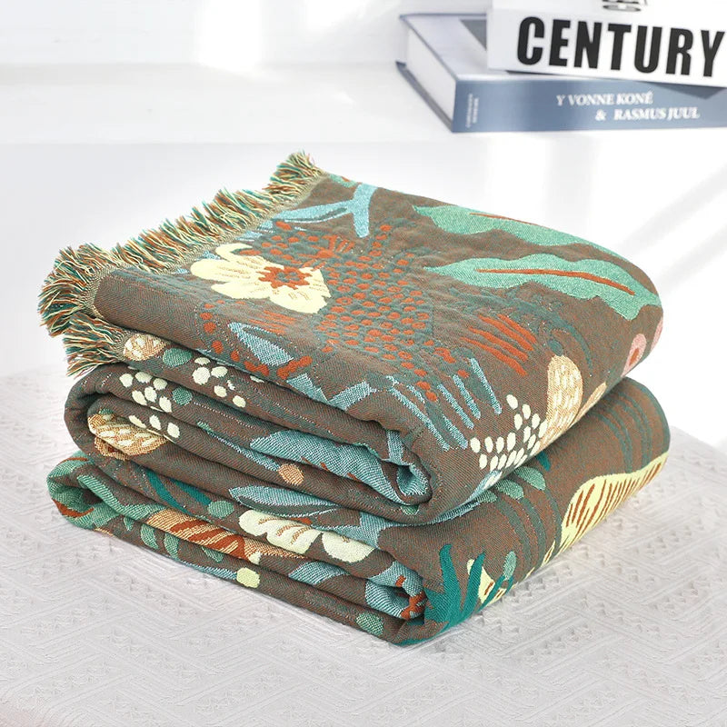 Jungle Tiger Cotton Throw Blanket