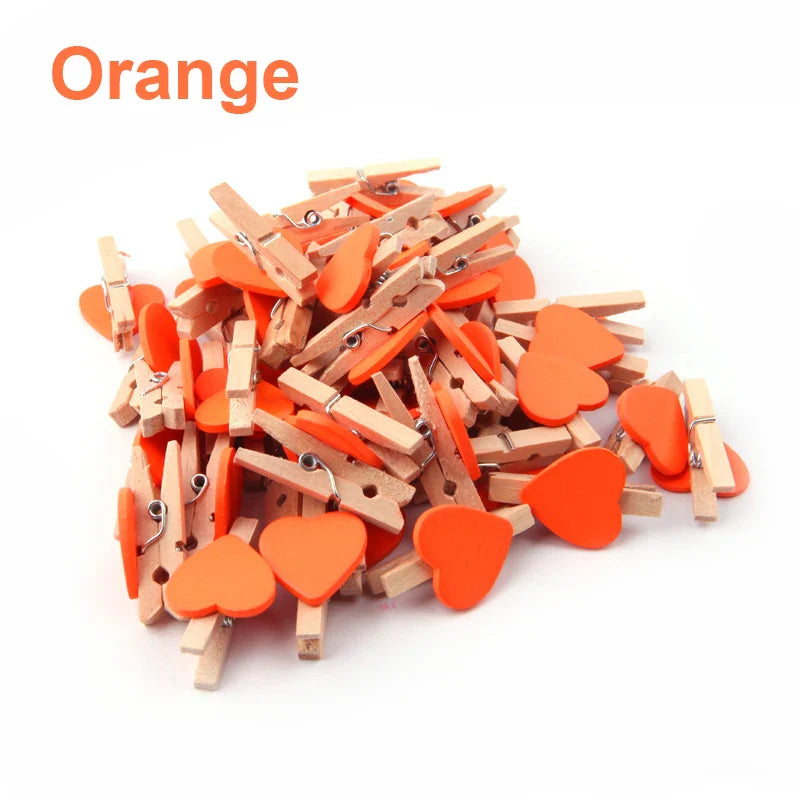Wooden Heart Photo Clips